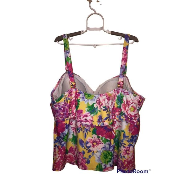 Swimsuits For All Tankini Top Plus Size 22 Floral Built in Bra laser cut - Picture 2 of 6